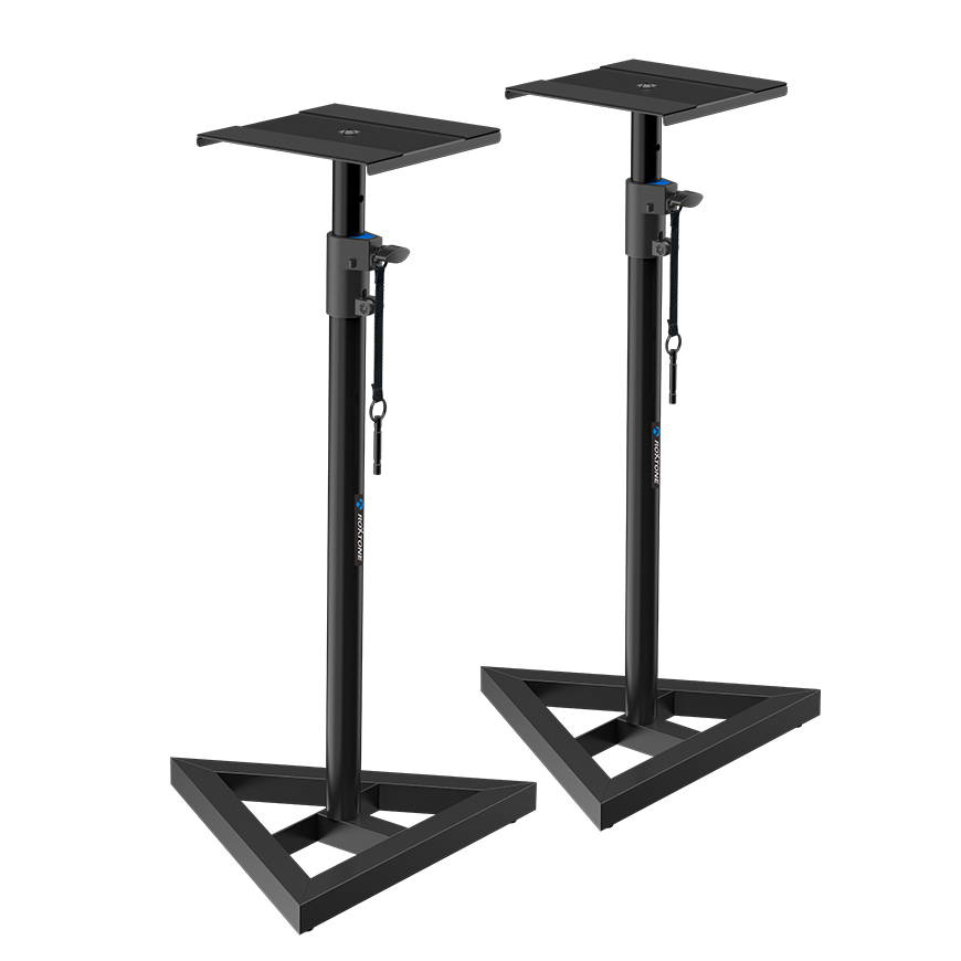 Roxtone PSS-110 Kit Par de soporte para monitor, base triangular de altura ajustable