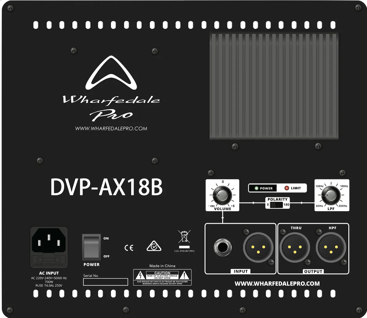 Wharfedale DVP-AX18B - Subwoofer activo 18" 600W