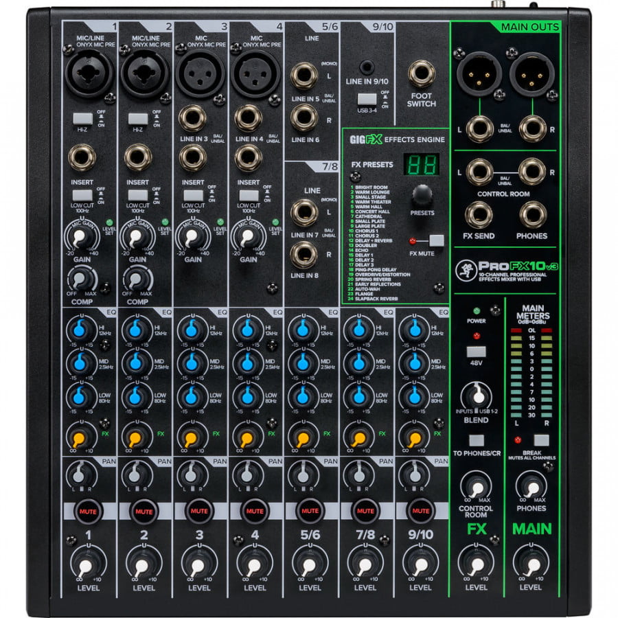MIXER 10 CANALES CON EFECTOS USB PROFX10V3 MACKIE