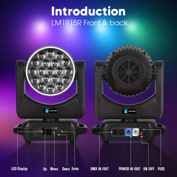 BD-LM1915RK KIT X4 LED 19x15W BEAM/ZOOM/RING + FC