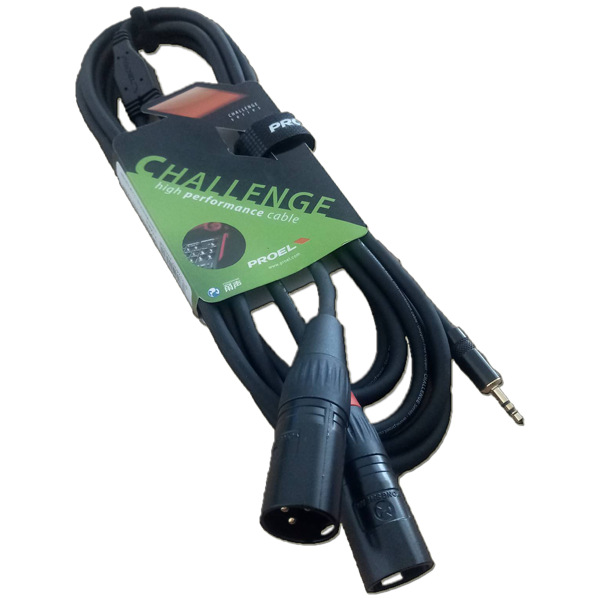 CHLP320LU3 – Cable Profesional 3.5 mm jack stereo x 2 XLR macho 3M