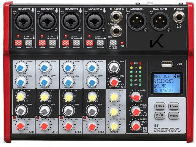 K-ACOUSTIC K-88M Consola de audio con Interfaz USB