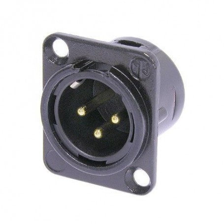 Neutrik NC3MD-L-B-1 XLR Conector macho panel ORO cuadrado negro