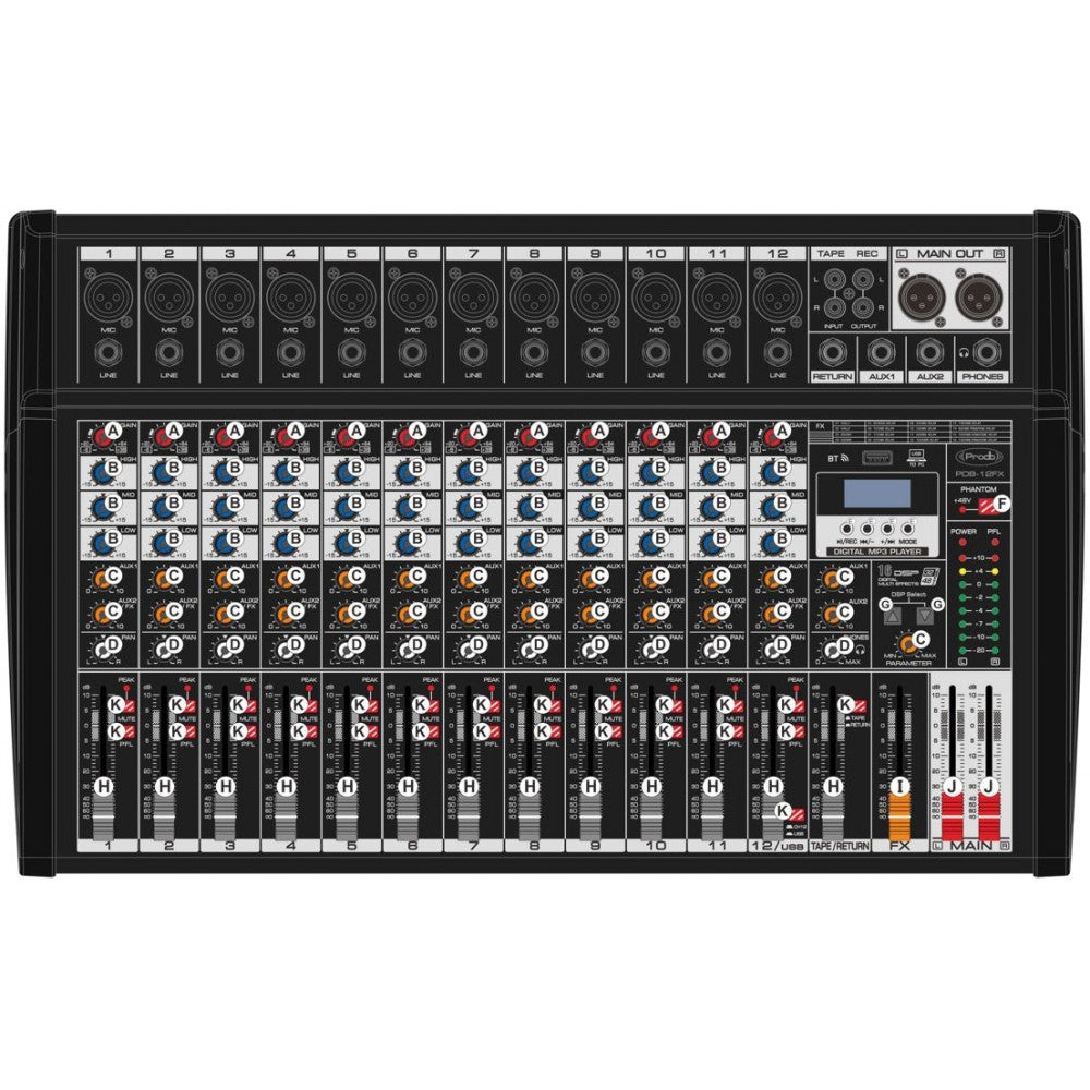 PRODB PDB-12FX MEZCLADOR DE 12 CH