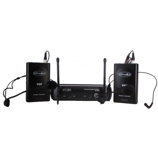 Sistema Inalámbrico VHF con 2 microfonos cintillo Prodb