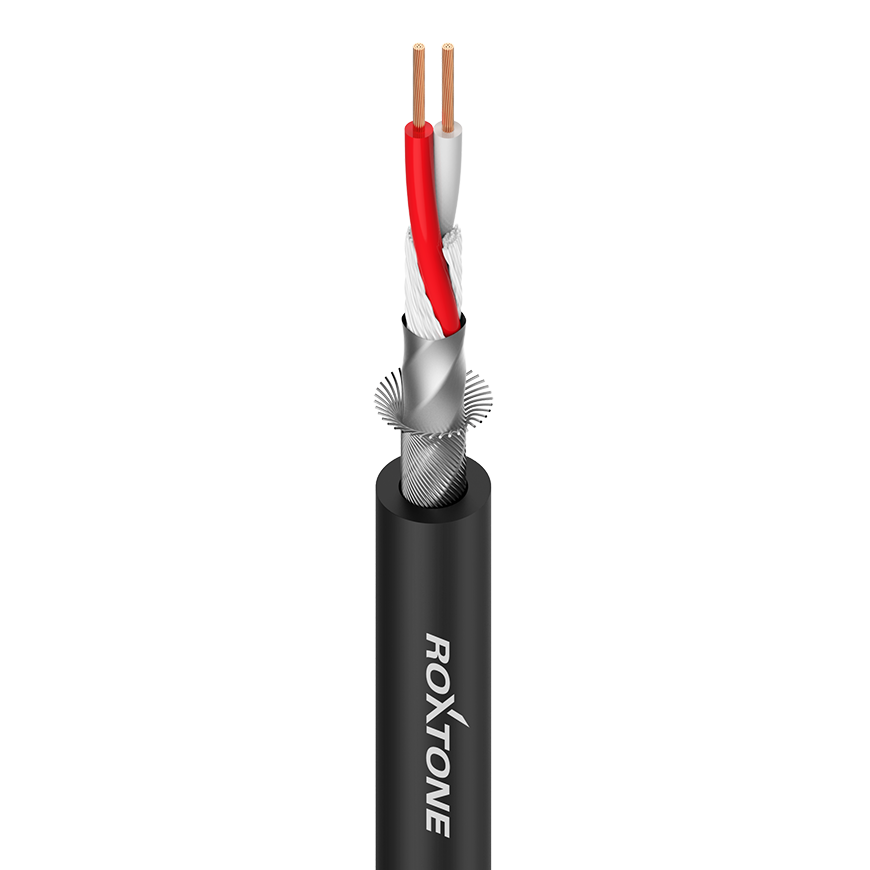 Roxtone MC022 Cable de micrófono balanceado - 20 AWG - 2 x 0,50 mm² ``Rollo 100 mt´´