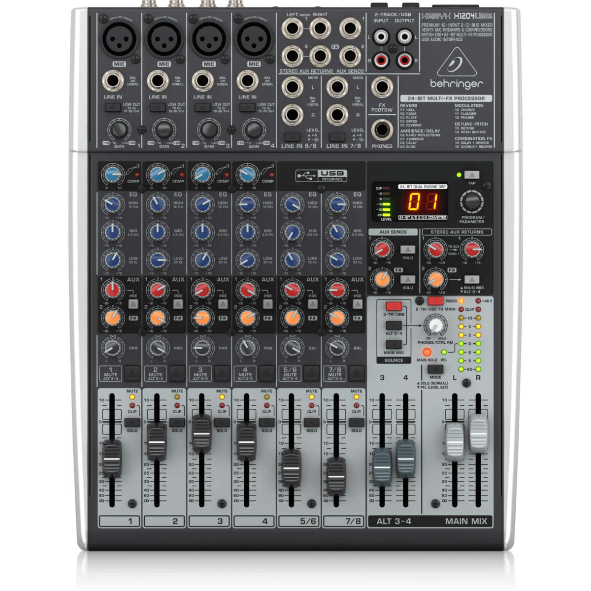 Behringer Xenyx X1204USB Mixer Analógo Con Interfaz USB Y FX