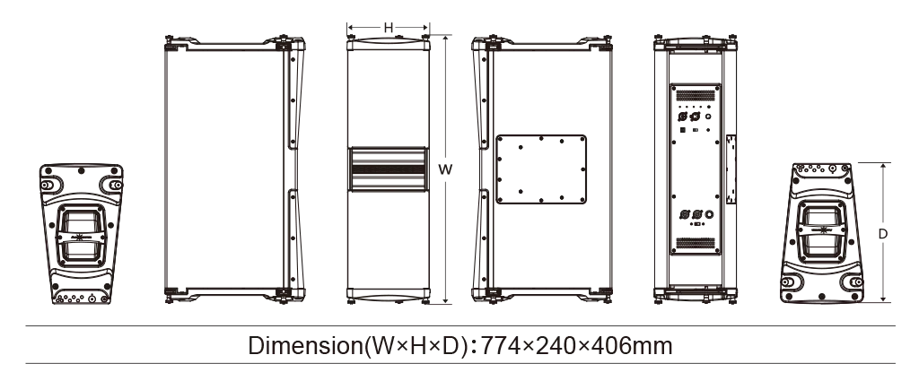 AVANDA 28A Sistema line array activo de dos vías con doble transductor de 8" y control DSP