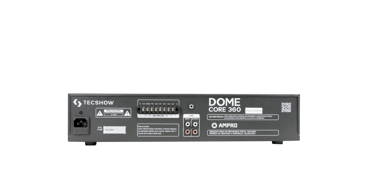 Tecshow Dome Core 360 Amplificador de Linea 4 zonas 360W