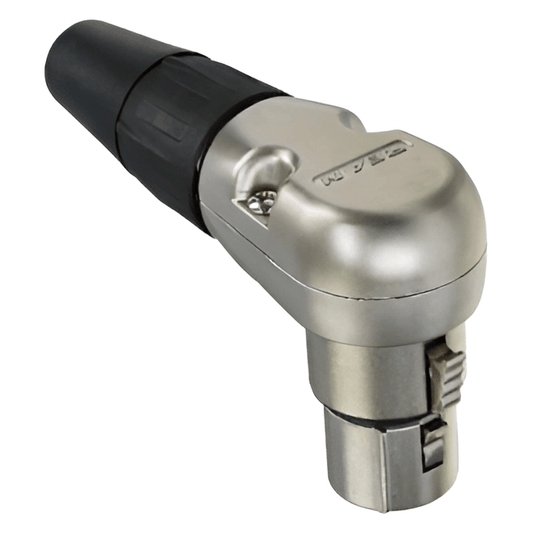 REAN RC3FR Conector XLR hembra de 3 pines en ángulo 90°, niquelado