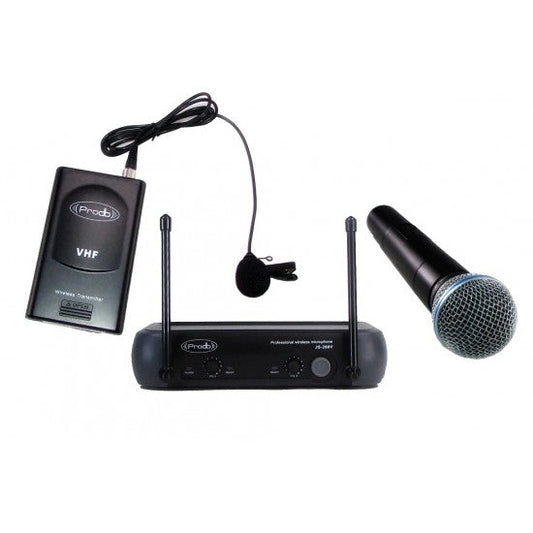 Sistema Inalámbrico VHF con microfonos de mano-lavalier Prodb