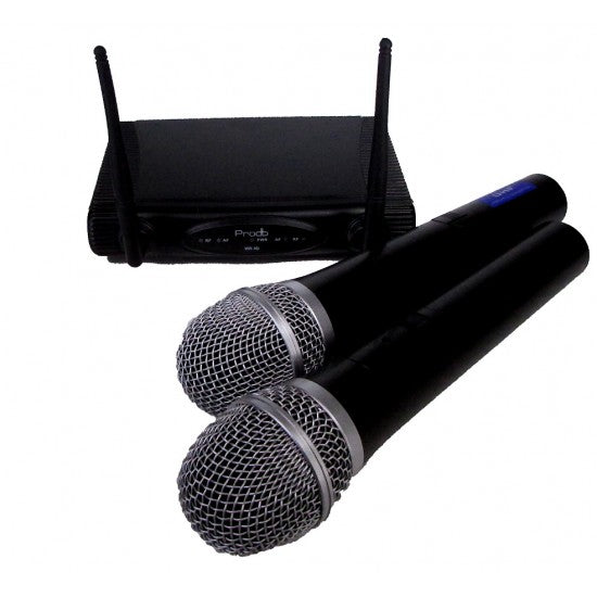Sistema Inalámbrico UHF con 2 microfonos de mano Prodb